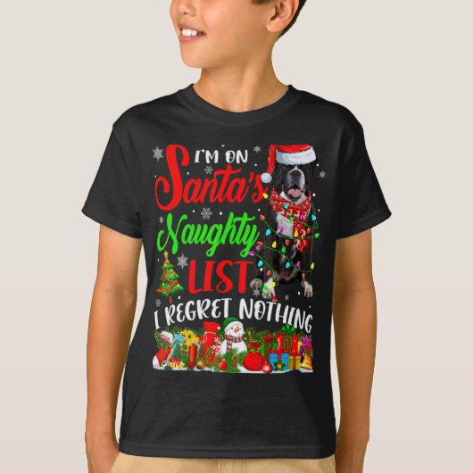On Santas Naughty List Xmas Boxer T Shirt  (Vorderseite)