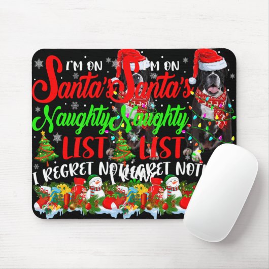 On Santas Naughty List Xmas Boxer T Shirt  Mousepad (Mit Mouse)