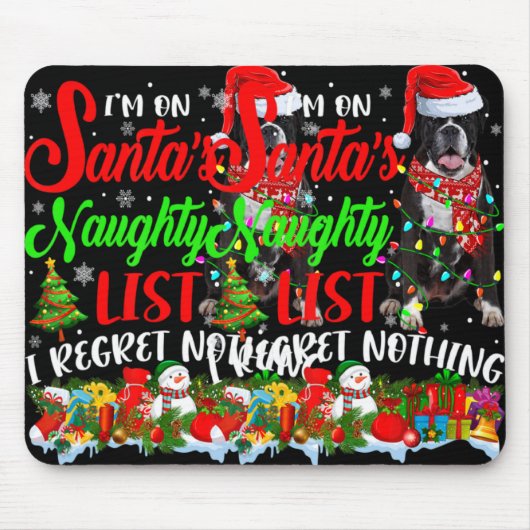 On Santas Naughty List Xmas Boxer T Shirt  Mousepad (Vorne)