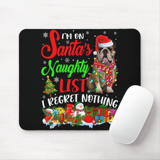 On Santas Naughty List Xmas English Bulldog Mousepad (Mit Mouse)