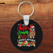 On Santas Naughty List Xmas English Bulldog T Shir Schlüsselanhänger (Vorderseite)