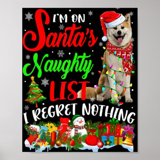 On Santas Naughty List Xmas Shiba Inu  Poster (Vorne)