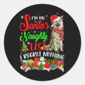 On Santas Naughty List Xmas Shiba Inu Runder Aufkleber (Vorderseite)