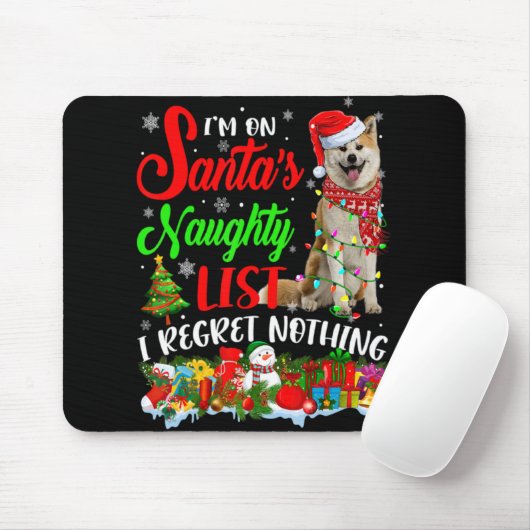 On Santas Naughty List Xmas Shiba Inu T Shirt  Mousepad (Mit Mouse)