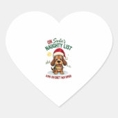 On Santa's Xmas Naughty List Regret Nothing Basset Herz-Aufkleber (Vorderseite)
