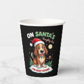On Santa's Xmas Naughty List Regret Nothing Basset Pappbecher (Vorderseite)