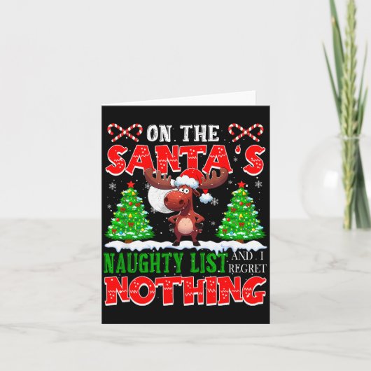 On Santa's Xmas Naughty List Regret Nothing Santa Karte (Vorderseite)