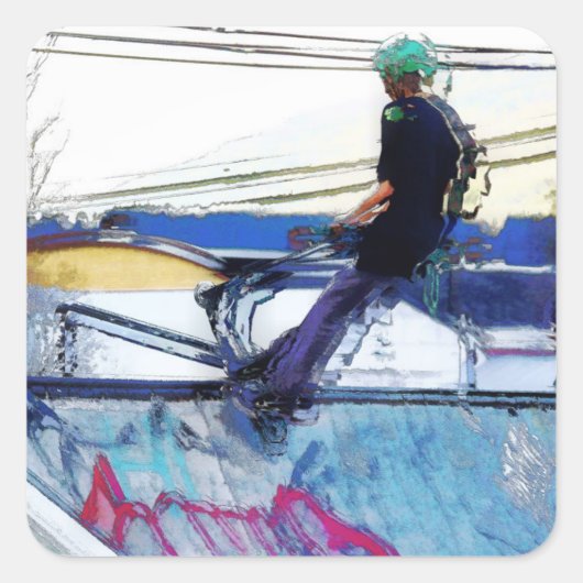 On - Stunt Scooter Artwork Quadratischer Aufkleber (Vorderseite)