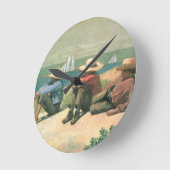 On the Beach, 1875 Runde Wanduhr (Winkel)