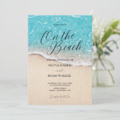 On The Beach Blue Ocean wedding Invitation Einladung (Stehend Vorderseite)