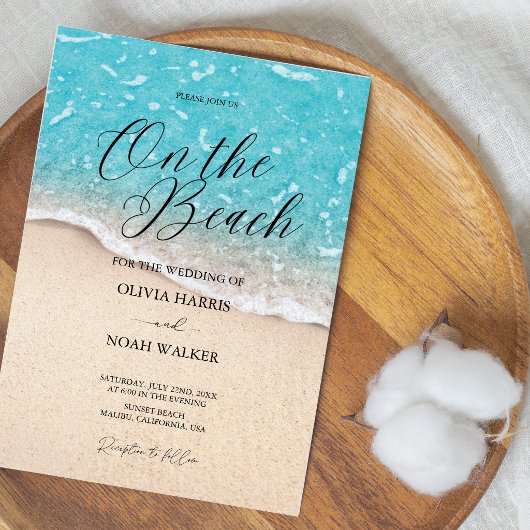 On The Beach Blue Ocean wedding Invitation Einladung