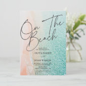 On The Beach Summer tropical  wedding Einladung (Stehend Vorderseite)