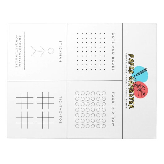 On-the-Go-Single-Blatt-Pen und Papier-Games-Notepa Notizblock (Vorderseite)