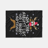 On The Naughty List And I Regret Nothing Reindeer Fleecedecke (Vorderseite (Horizontal))