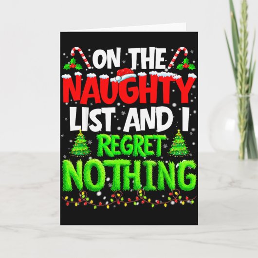 On The Naughty List And Regret Nothing Pjs Christm Karte (Vorderseite)