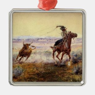 "On the Pond" von Charles M Russell Ornament Aus Metall