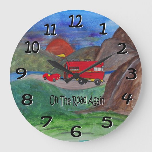 on the road again wall clock große wanduhr (Vorderseite)