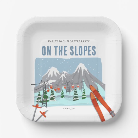 On The Slopes Snow Ski Bachelorette Weekend Pappteller (Vorderseite)