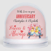 On your anniversary bird lovers names pink red schneekugeln (Vorderseite)