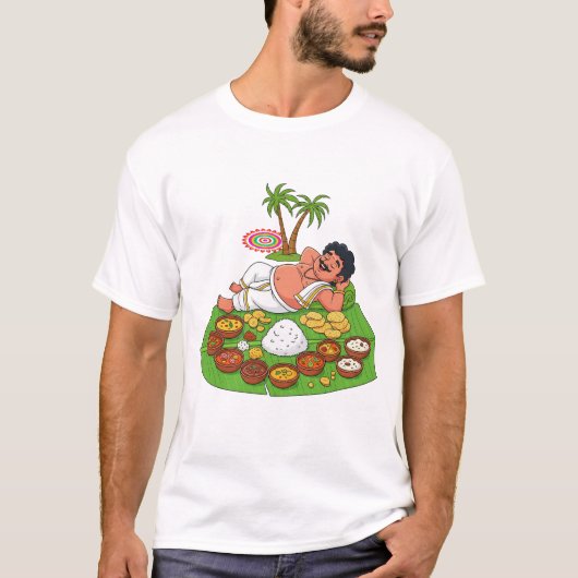 Onam Sadhya Coma | Funny Kerala Feinschmecker T-Shirt (Vorderseite)