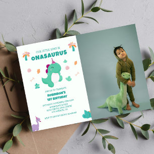 Onasaurus Little Dinosaur 1. Geburtstags-Foto Einladung