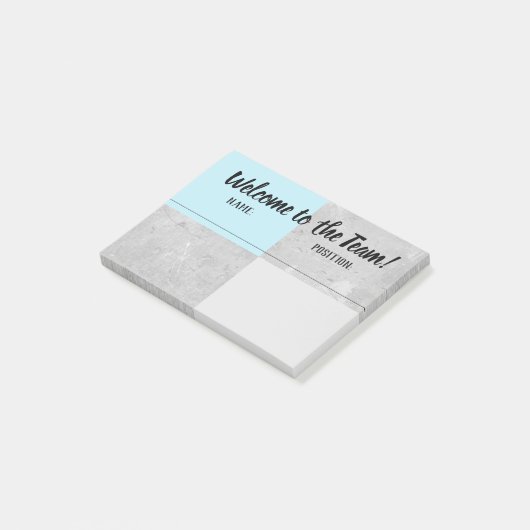 Onboarding willkommener neuer post-it klebezettel (angewinkelt)