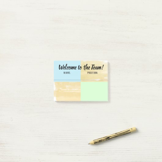 Onboarding willkommenes neues post-it klebezettel (Auf Schreibtisch)