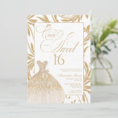 Once Upon a Sweet 16 Gold Princess Birthday Einladung (Stehend Vorderseite)