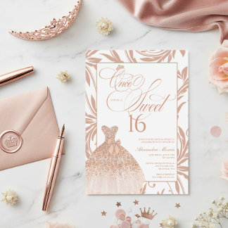 Once Upon a Sweet 16 Rose Gold Princess Birthday Einladung