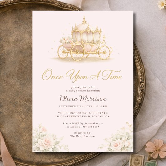 Once Upon A Time Princess Carriage Baby Shower Einladung