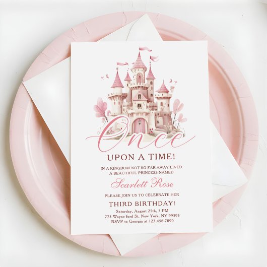 Once Upon a Time Princess Castle Girl Birthday Einladung