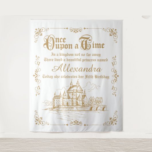 Once upon a Time royal backdrop gold and white Wandteppich (Vorderseite)