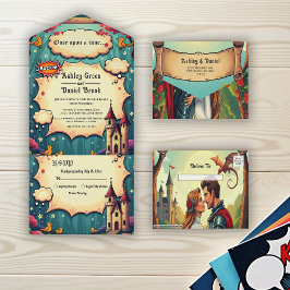 Once Upon A Time Woodland Castle Fairytale Wedding All In One Einladung