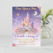 Once Upon Time Girl Princess Magic Castle Birthday Einladung (Stehend Vorderseite)