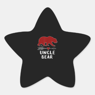 Oncle Bear Gift Bear Lover Red Theme Geschenke Stern-Aufkleber