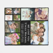 Oncle Foto Collage Black Fleecedecke (Vorderseite (Horizontal))