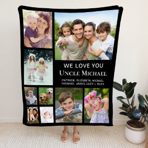 Oncle Foto Collage Black Fleecedecke