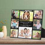 Oncle Foto Collage Black Fotoplatte<br><div class="desc">Geben Sie dem besten Onkel der Welt eine maßgeschneiderte Collage-Plakette mit 8 Fotos seiner Nichten und Neffen,  ihren Namen und "World's Best Opa" in eleganter weißer Typografie.</div>