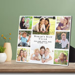 Oncle Foto Collage Fotoplatte<br><div class="desc">Geben Sie dem besten Onkel je eine maßgeschneiderte Collage-Plakette mit 8 Fotos seiner Nichten und Neffen, ihren Namen und "Weltbesten Opa" in eleganter Typografie.</div>