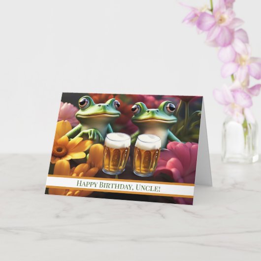Oncle Happy Birthday mit Bier Drink Frogs Niedlich Karte (Orchidee)