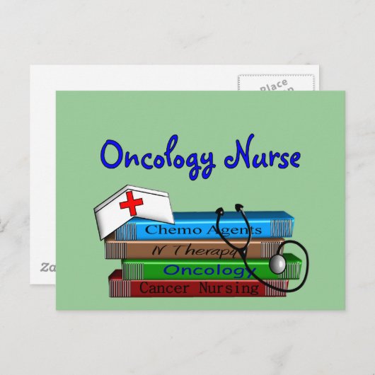 Oncolgoy Nurse "Books" Design Postkarte (Vorne/Hinten)