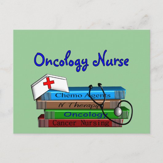Oncolgoy Nurse "Books" Design Postkarte (Vorderseite)