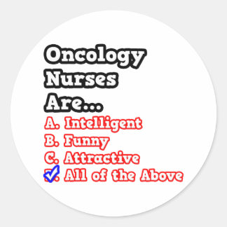 Oncology Nurse Quiz...Joke Runder Aufkleber