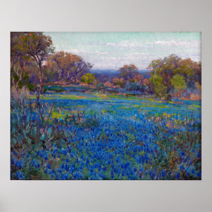 Onderdonk - ein Bluebonnets-Feld am späten Nachmit Poster
