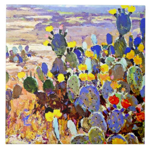 Onderdonk - Mit Cacti, Fine Art Malerei Fliese