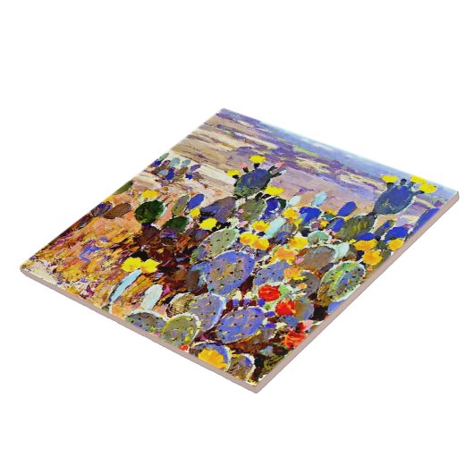 Onderdonk - Mit Cacti, Fine Art Malerei Fliese (Seite)