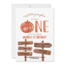 "One" 1. Geburtstag Wasserfarbe Pumpkin