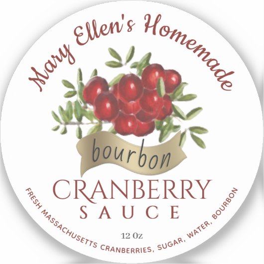 One 2" Gold Banner Bourbon Cranberry Sauce Label (Vorderseite)