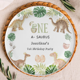 One a Saurus 1st Birthday Paper Plate Pappteller
