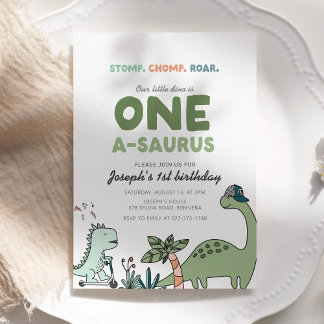 One-a-saurus Birthday Party Invitation Einladung